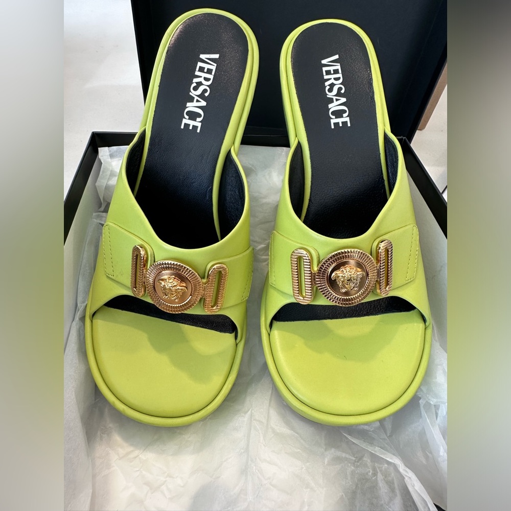 Versace Citron Biggie platform mule heels